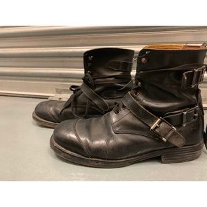 Men’s leather dolce and gabanna buckle Moto boot